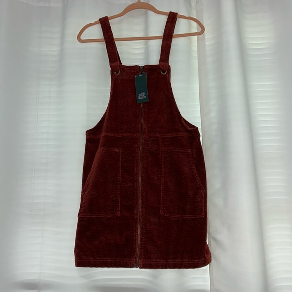 {Wild Fable} Burnt Orange Mini Overall Dress with Pockets, BRAND NEW - Picture 2 of 5